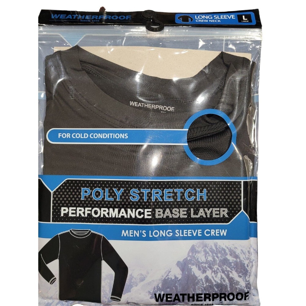 Weatherproof Performance Base Layer Poly Stretch Long Sleeves Crew Mens L